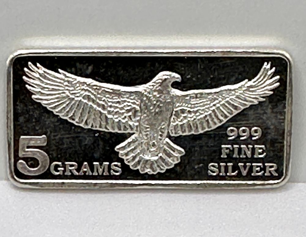 Lot 12: Monarch Precious Metals 5 Gram .999 Fine Silver Eagle Bar