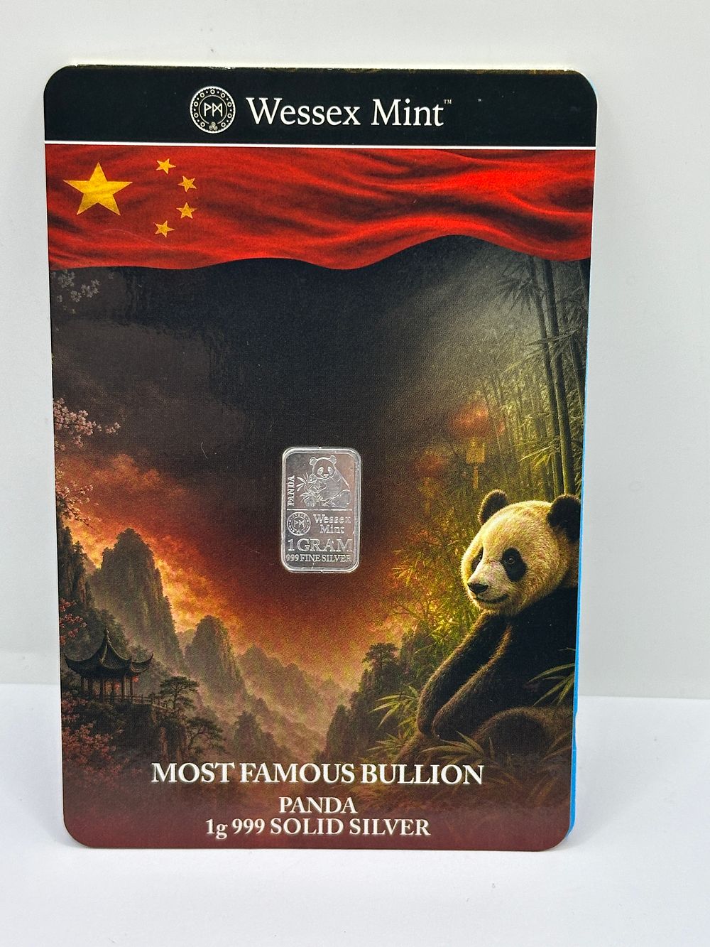 Lot 20: Wessex Mint 1g 999 Fine Silver Panda Bullion Bar