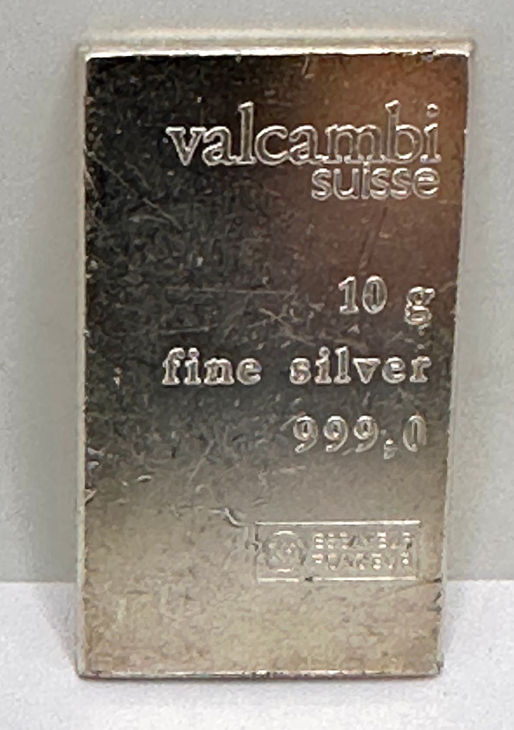 Lot 25: Valcambi Suisse 10g fine silver bullion bar