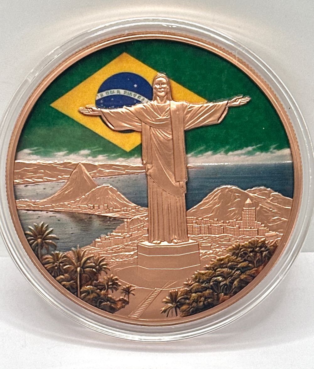 Lot 32: Brazil, 5 AVDP Ounce .999 Copper Commemorative Round, Christ the Redeemer