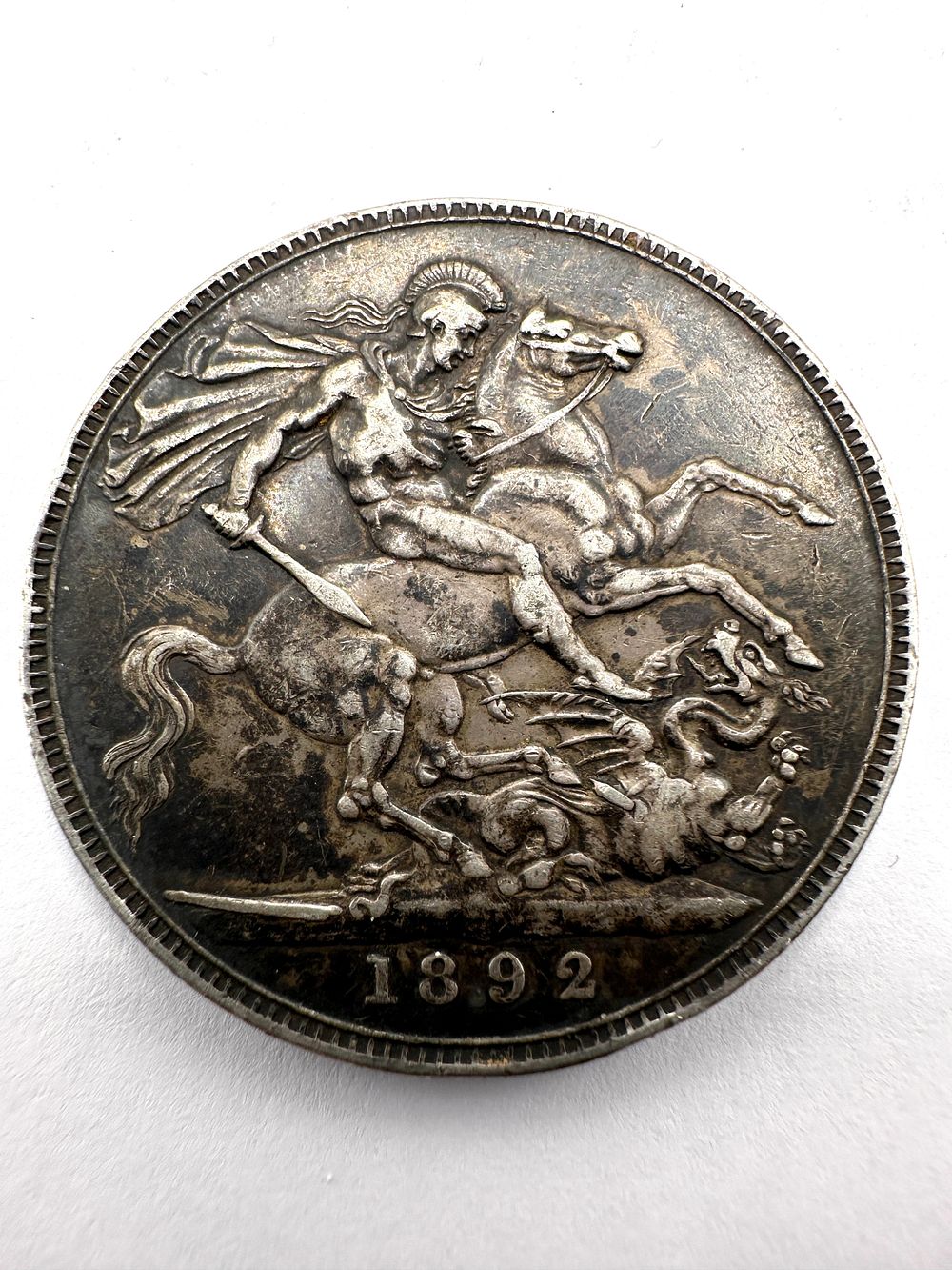 Lot 42: UK 1892 Victoria Jubilee Head Silver Crown