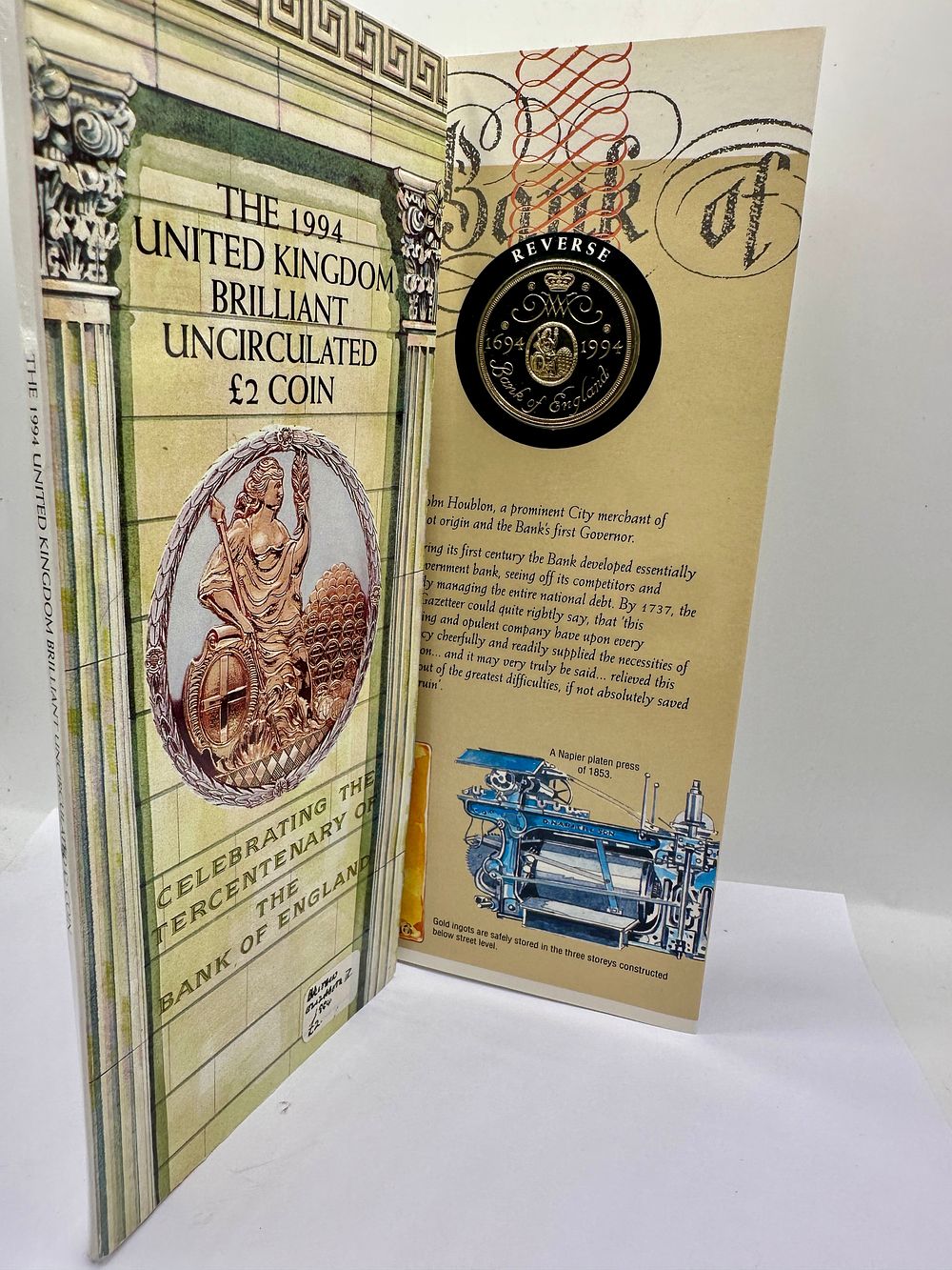 Lot 46: UK 1994 Bank of England Tercentenary Brilliant Uncirculated £2 Coin