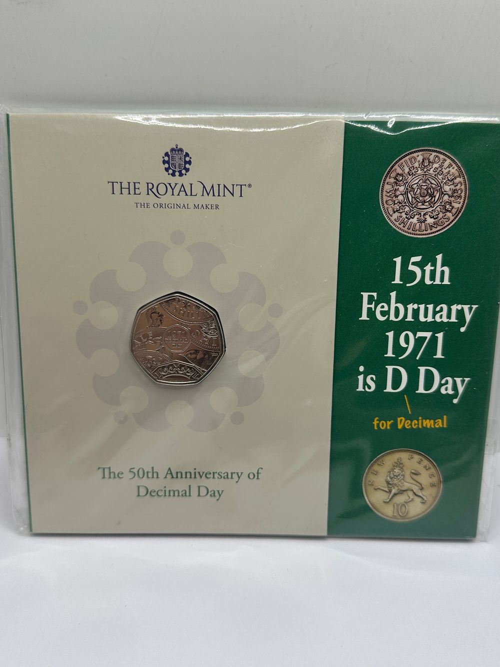 Lot 65: UK 2021 The Royal Mint 50th Anniversary of Decimal Day 50 Pence Coin