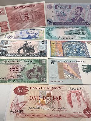 A Collection of International Banknotes, Multiple Countries and Series. A collection of 
