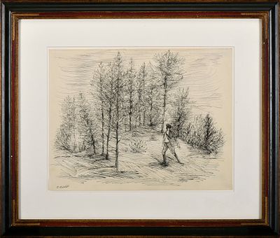 BERNARDO MARQUES - 1899-1962 "O Barão", tinta da China sobre papel, não assinada, integrou as 