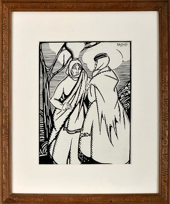 DIOGO DE MACEDO - 1889-1959 Sem título, tinta da China sobre papel, assinada e datada de 1921 