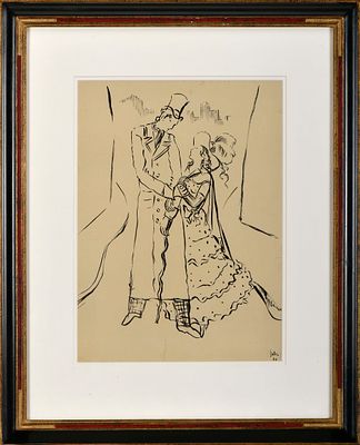 JÚLIO DOS REIS PEREIRA - 1902-1983 Sem título, tinta da China sobre papel, assinada e datada de 