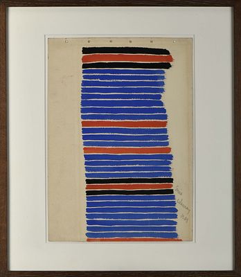 SONIA DELAUNAY - 1885-1979 "Projet de tissu", guache sobre papel, assinado, numerado 5208, obra 