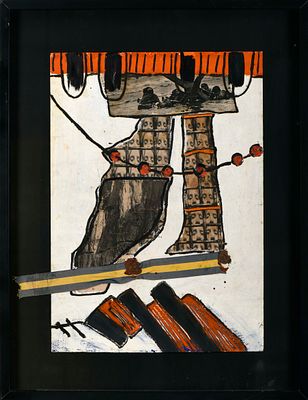 ÁLVARO LAPA - 1939-2006 Sem título, técnica mista com colagens sobre papel, pequenas faltas na 