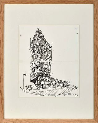 EDUARDO SOUTO MOURA - NASC. 1952 Edifício de escritórios em Nantes, tinta da China sobre dois 