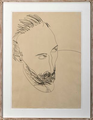 GAËTAN - 1944-2019 "Algum retrato" (1981), grafite sobre papel, suporte com pequenos furos nos 