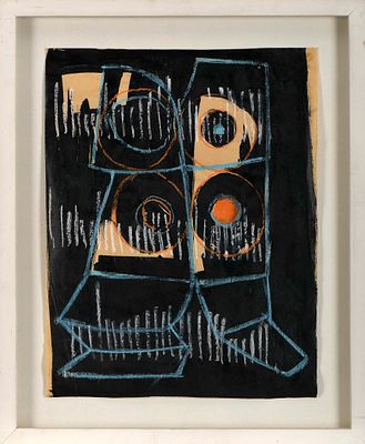 JOAQUIM BRAVO - 1935-1990 Sem título, tinta da China e pastel sobre papel, obra reproduzida em 