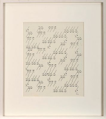 JORGE PINHEIRO - NASC. 1931 Sem título, tinta da China sobre papel, assinada e datada de 1973 