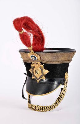 A shako of an officer of the 8th Cavalry Regiment (1834 to 1848). fabric coated cardboard 