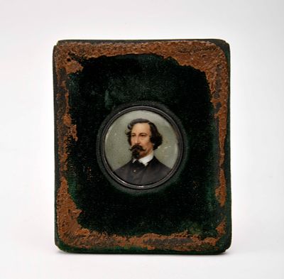 Portrait of King D. Fernando II of Portugal - 1816-1885. miniature on enamel velvet frame with 