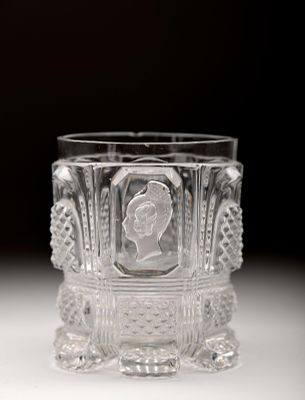 A Goblet. crystal from Vista Alegre Factory decoration en relief &laquo;diamond point&raquo; a biscuit cameo 