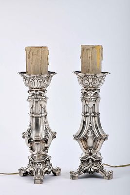A pair of torch&egrave;res. D. Jo&atilde;o V (King of Portugal)/D. Jos&eacute; I (King of Portugal) style 