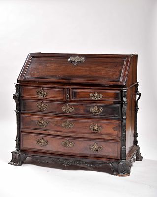 A bureau. D. Jos&eacute; I, King of Portugal (1750-1777) Brazilian-rosewood tilt top and drawer fronts 