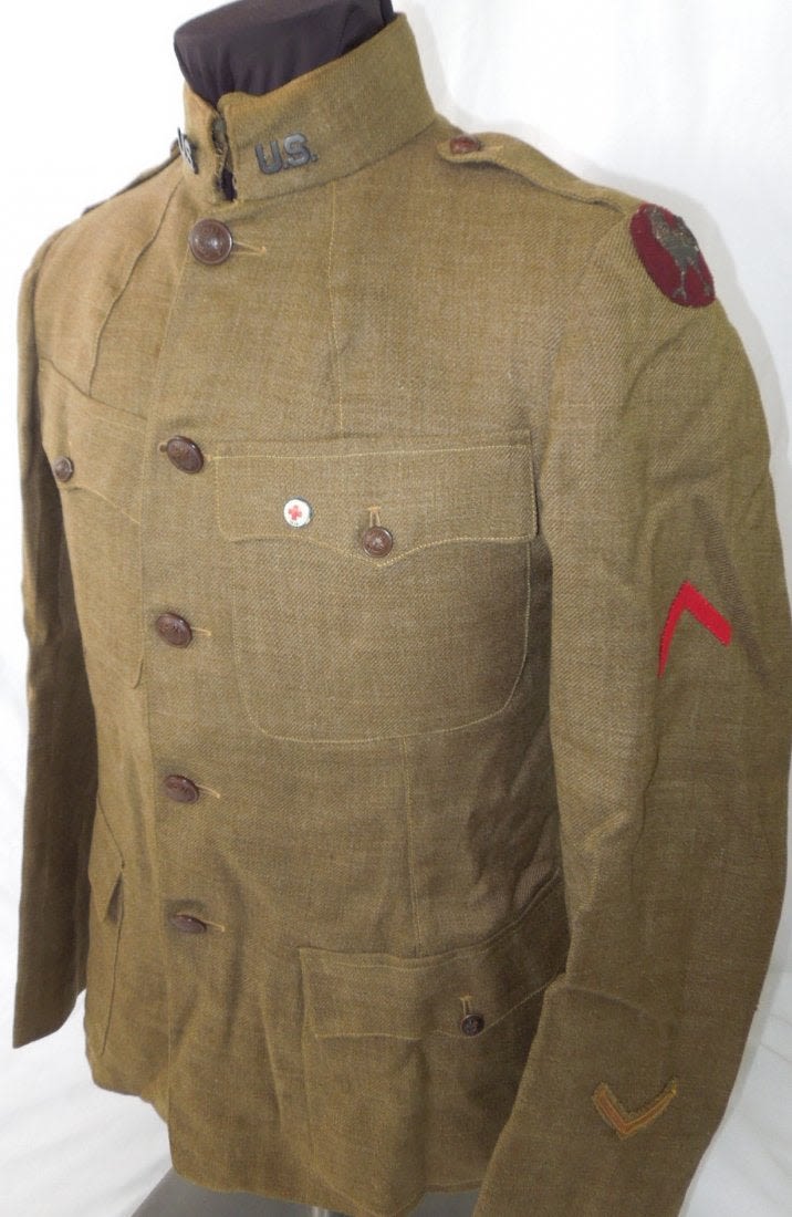 Lot 26: WWI US Ambulance Corps Bullion Uniform Red Cross