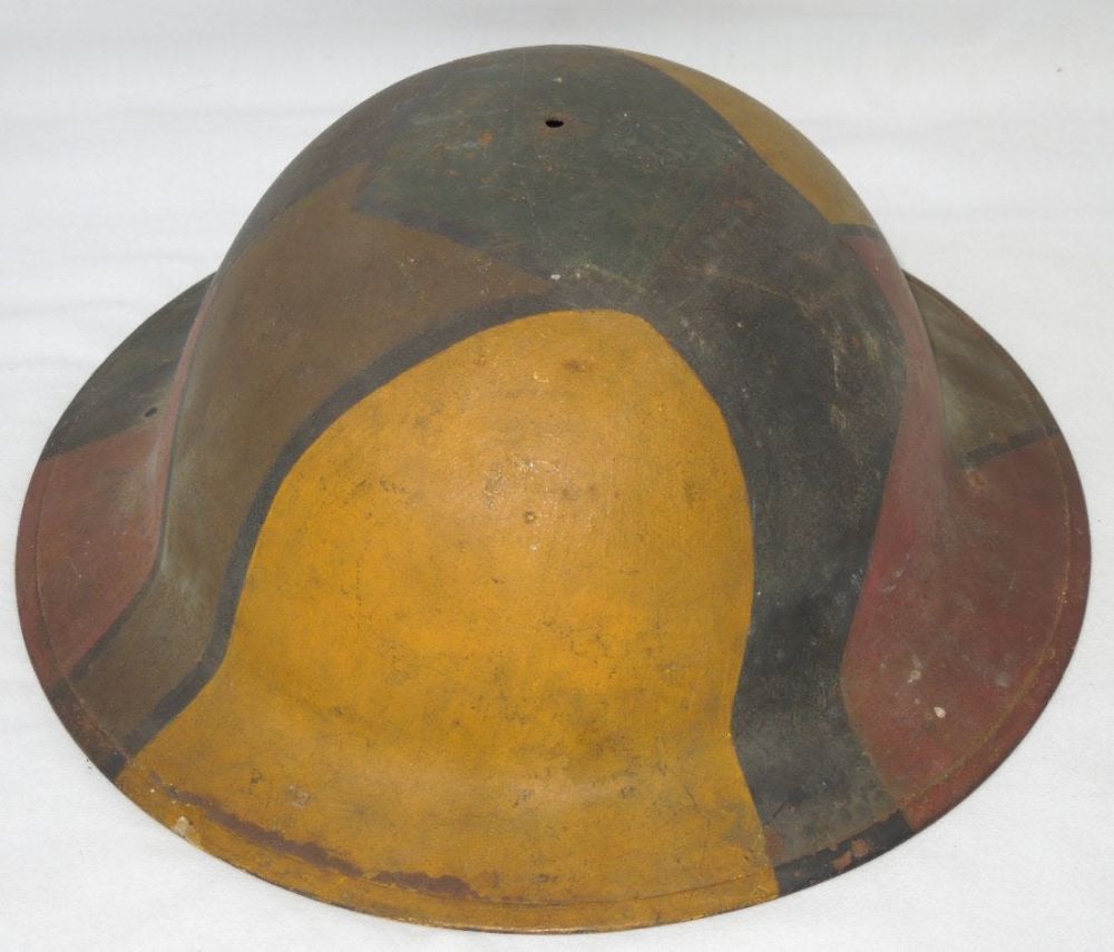 Lot 28A: WWI Painted US Army Camo Helmet 52nd Infantry Named