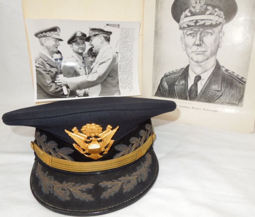 Lot 53: General Jonathan Wainwright Dress Blue Visor Cap