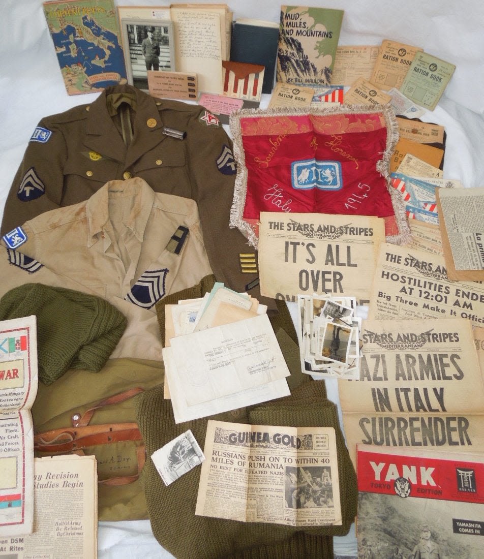 Lot 68A: WWII Italy II Corps Uniform Photo Paper Named Archive
