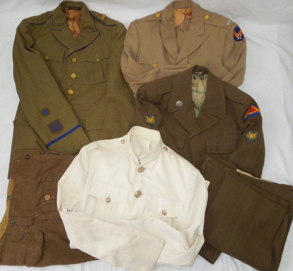 Lot 89A: WWII -50s Uniform Lot ROTC USMC AAF Officer 7th Army
