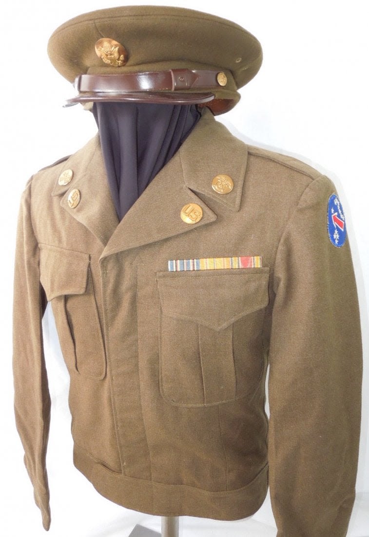 Lot 91: Post WWII US Army Pacific Quartermaster Uniform & Cap