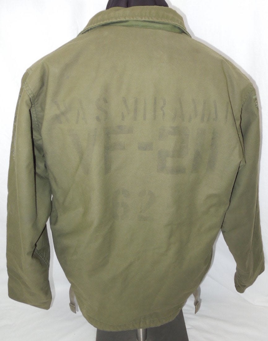 Lot 97E: 1985 NAS Miramar VF-211 USN Navy Deck Jacket Top Gun