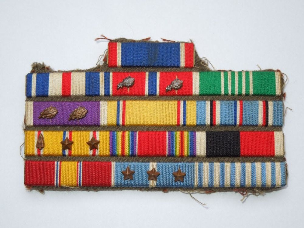 Lot 103A: WWII Korea DSC SS Custom Army Officer Ribbon Bar Valor