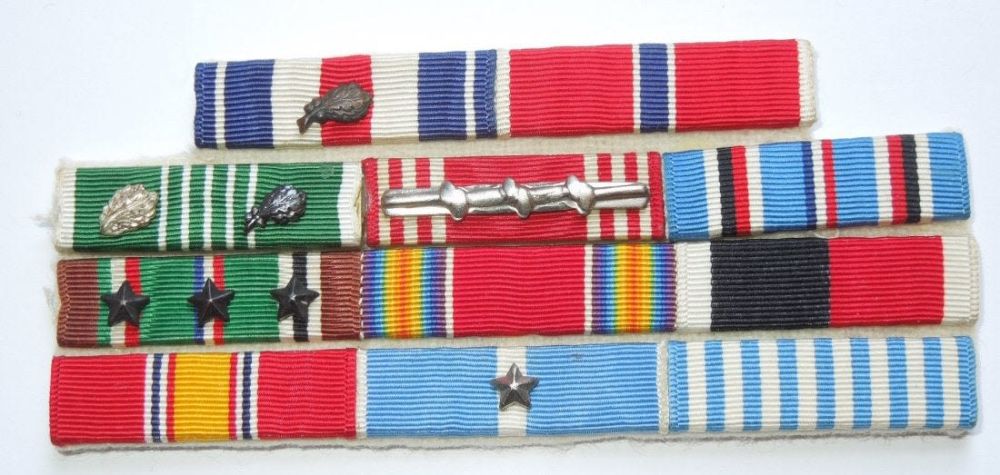 Lot 106: WWII - Korean War 2x Silver Star Custom Ribbon Bar