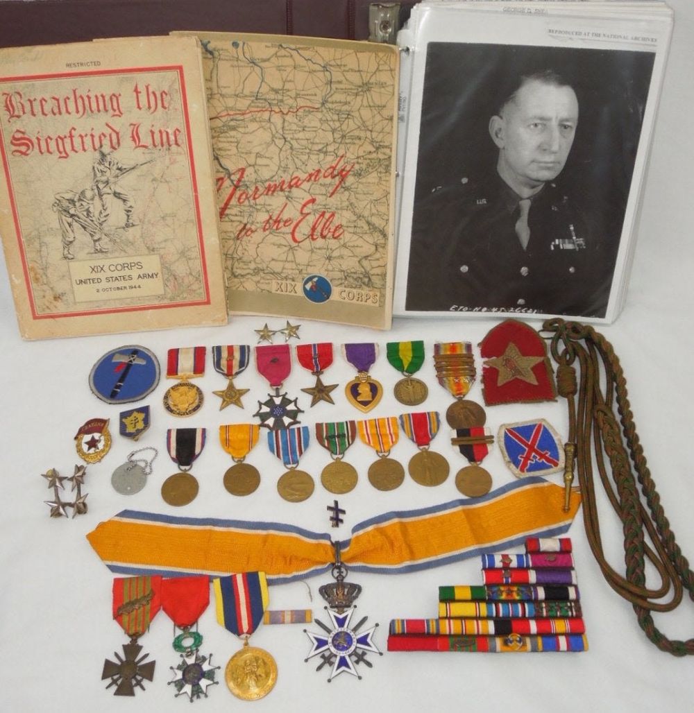 Lot 120: WWII XIX Corps 10th Div. General Shea Medal Group