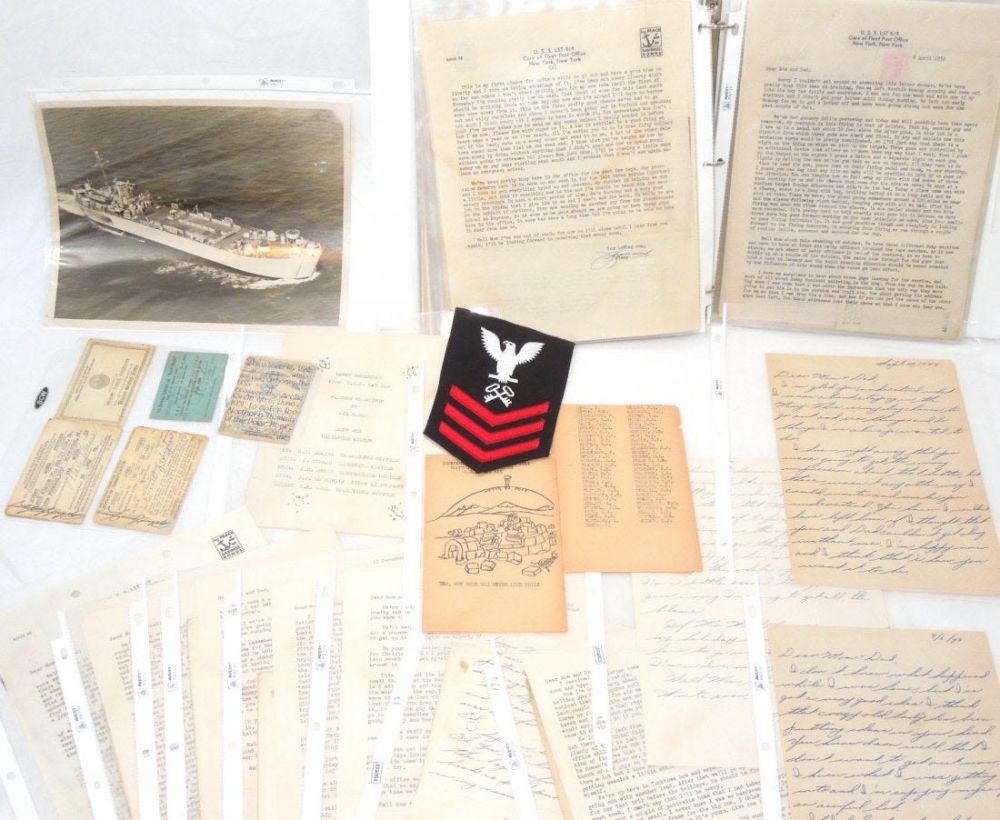 Lot 126: US Navy Petty Officer Chesney Letters Patch & Doc Group
