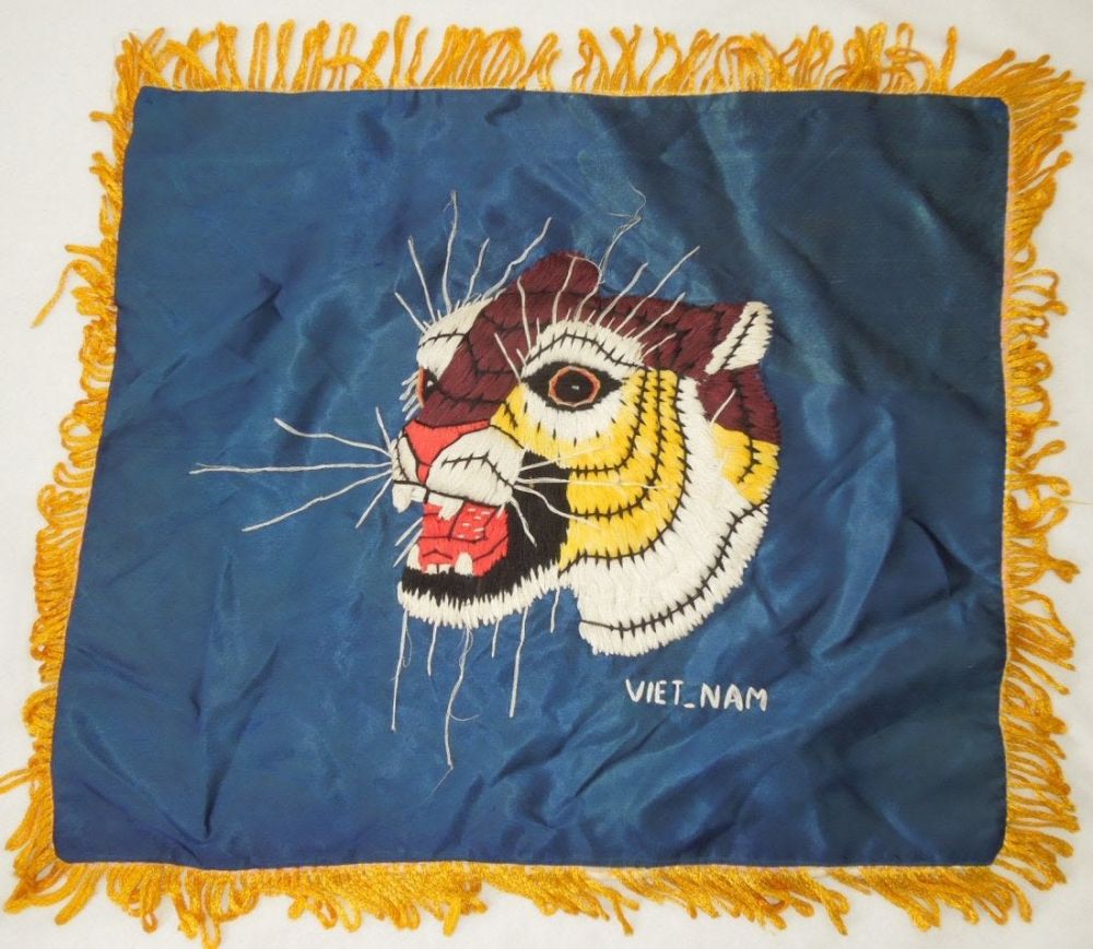 Lot 128: Vietnam US Military Tiger Souvenir Pillow Cover