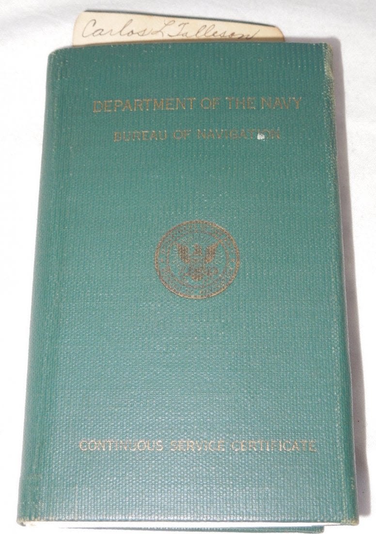 Lot 138A: WWII USS Bennington Colorado Navy Officer CSC Book