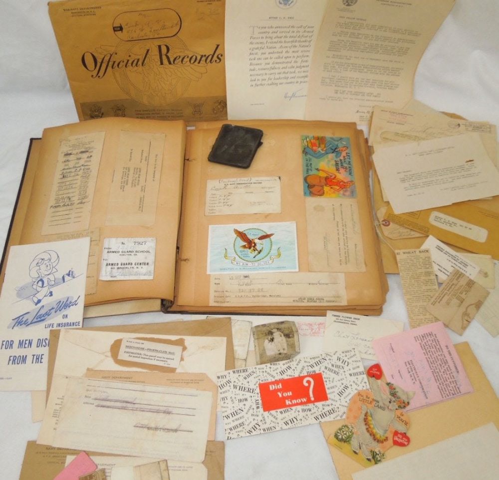 Lot 138B: WWII USN Scrapbook Armed Guard Convoy Escort Russia