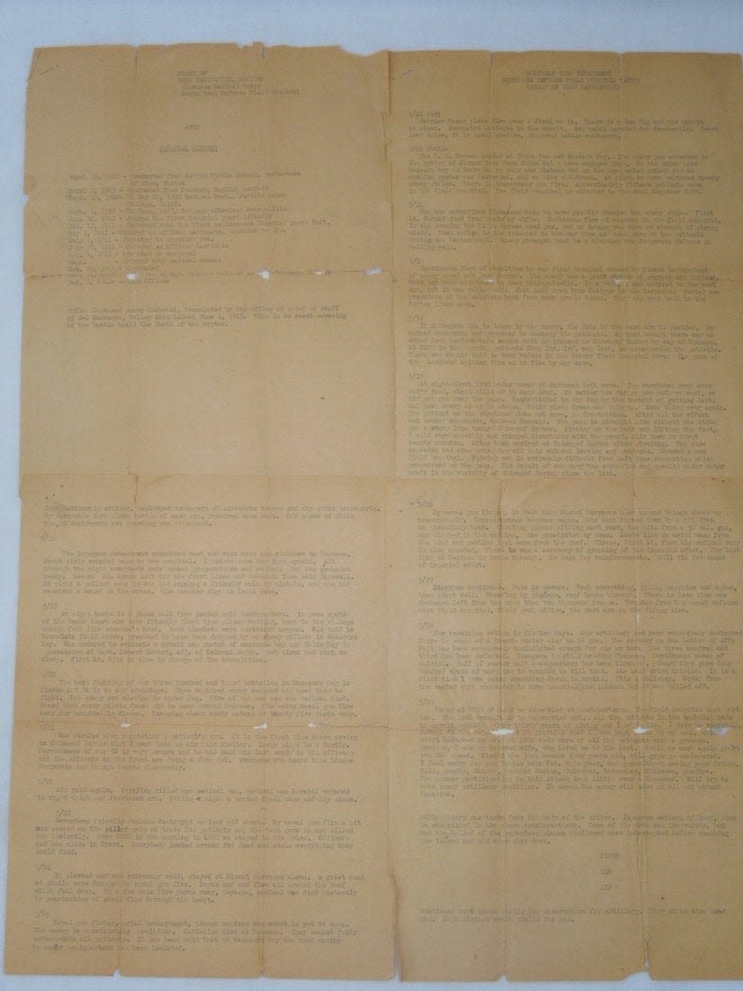 Lot 152: Battle of Attu Translation of Japanse Doctor Diary Lot