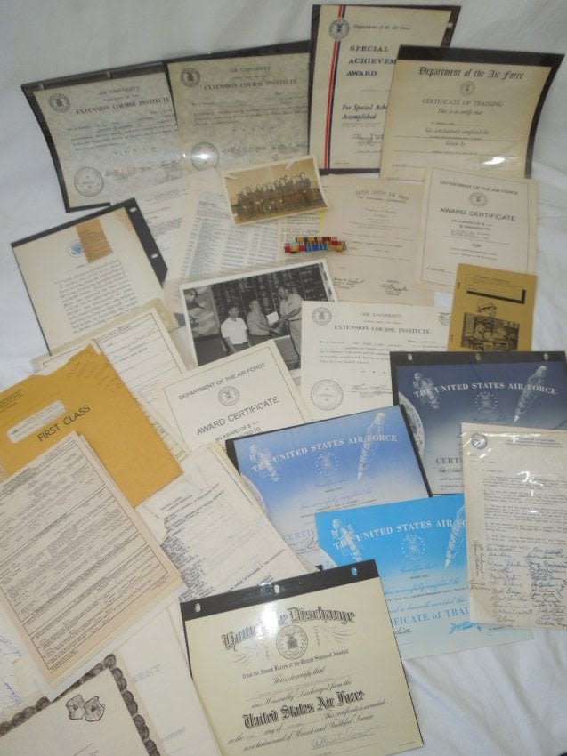 Lot 154: 1960-80s USAF Master Sergeant Certificates Paper Ribbon