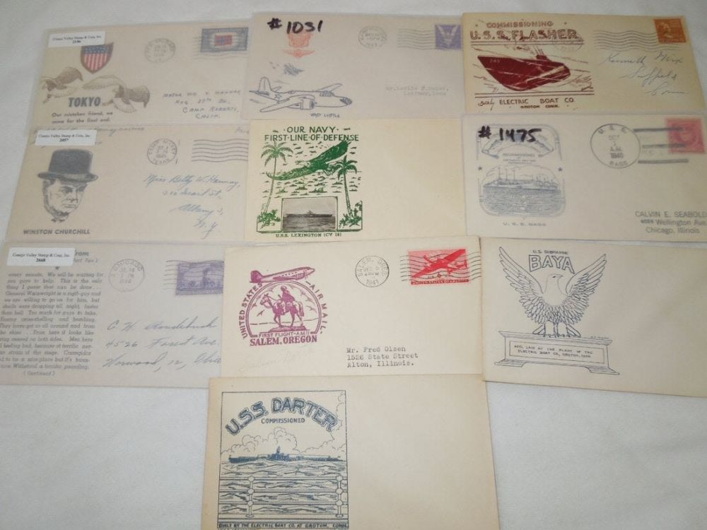 Lot 165: (10) WWII First Day Postal Covers (FDC) Churchill Ships