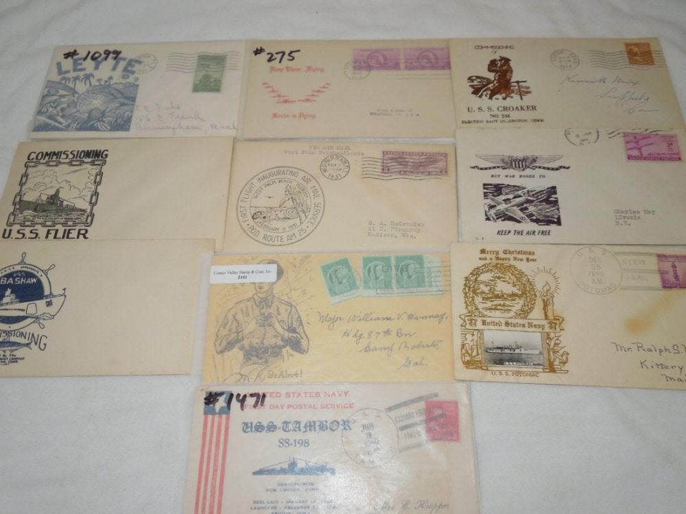 Lot 169: 10 WWII Era First Day & Postal Covers FDC Leyte Potomac