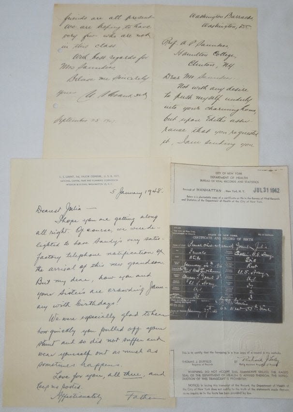 Lot 180: Signed Army General US Grant III Letters & Certificate