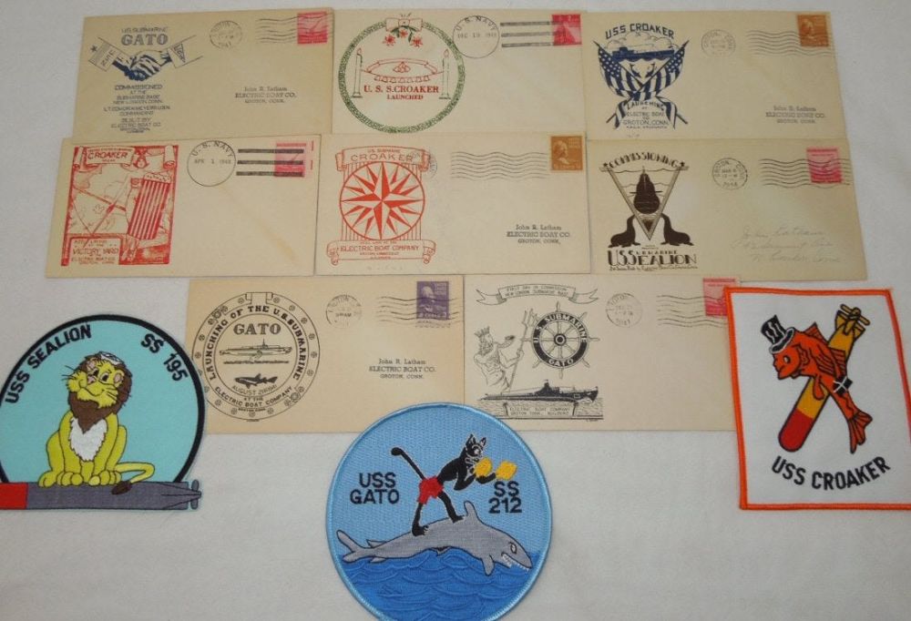 Lot 200: WWII Submarine First Day Cover Patches Croaker Gato