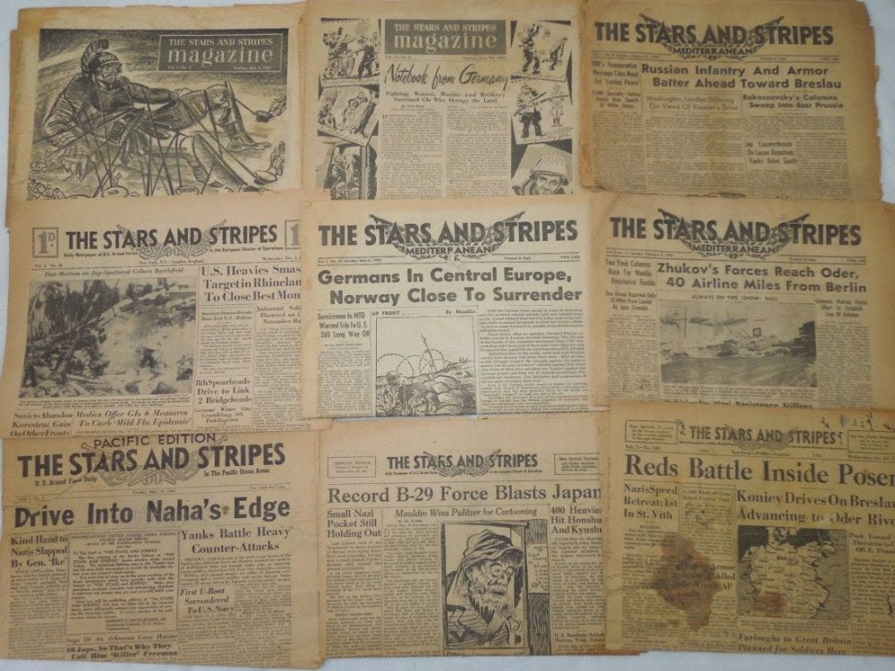 Lot 208: WWII Stars and Stripes Military Newspapers Lot 2