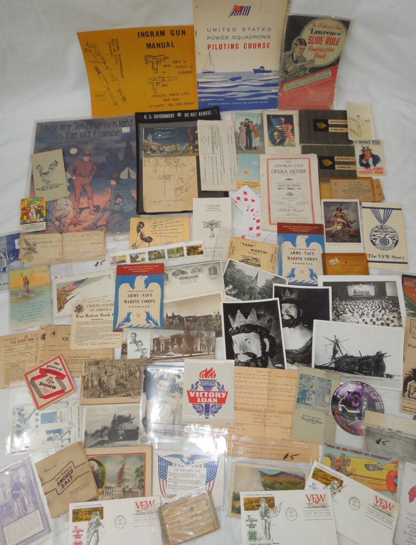 Lot 211: Military Booklets PC Photos Home Front Ephemera Lot