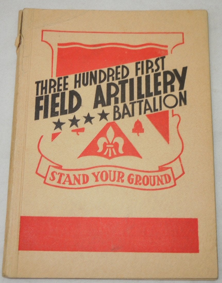 Lot 226A: 94th Inf Div 301st Field Artillery History Roster Book