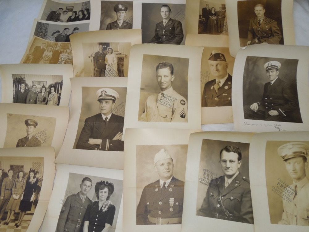 Lot 233A: 1930s WWII US Military Lot Photo Proofs Uniforms Army