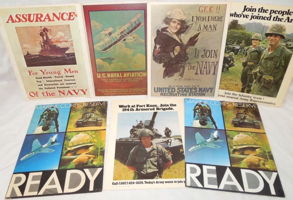 Lot 249A: 1970s Vietnam Era Army Navy USMC Recruiting Posters
