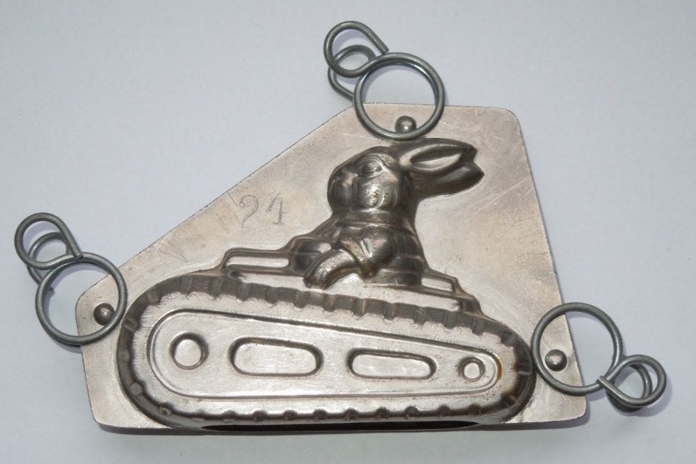 Lot 251A: Pre WWII German Rabbit in Military Tank Chocolate Mold