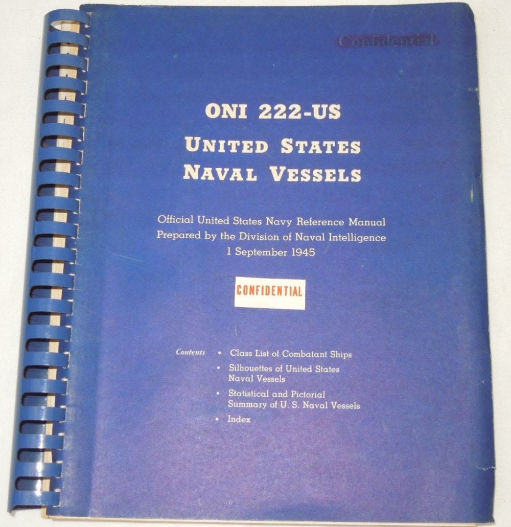 Lot 258: WWII ONI 222 List of US Naval Vessels Confidential Book
