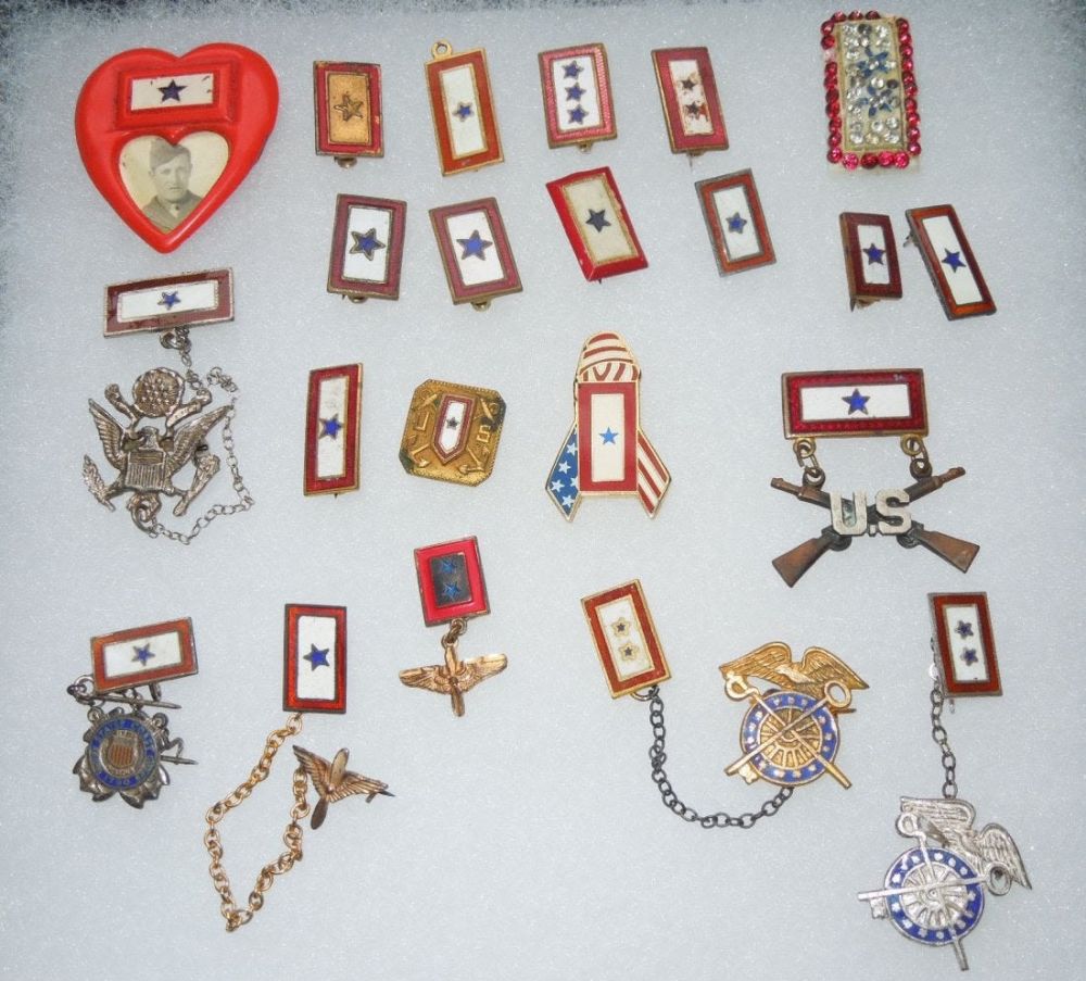 Lot 261B: WWI - WWII US Military Son In Service Pins Collection
